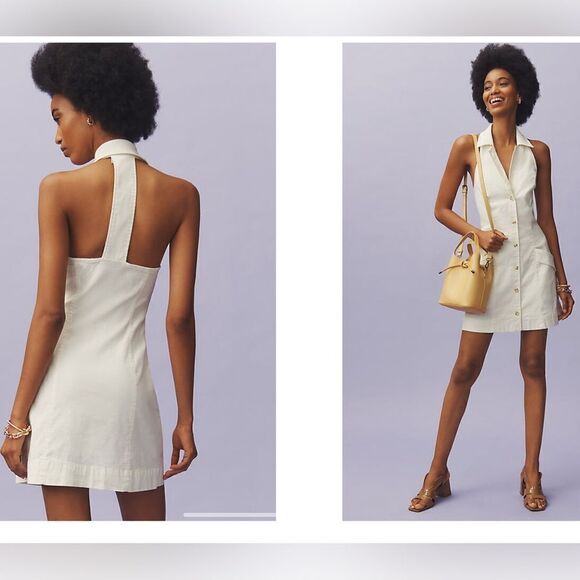 Anthropologie Maeve The Amelia Collared Mini Dress size Large - Picture 1 of 3